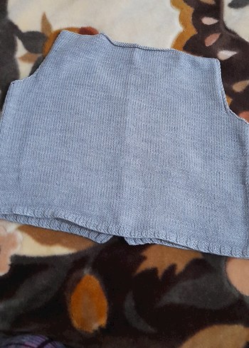 Gri Erkek Çocuk Düğmeli Triko Yelek - Görsel 3