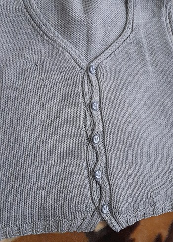 Gri Erkek Çocuk Düğmeli Triko Yelek - Görsel 2