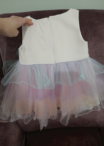 Kız Çocuk Unicorn Baskılı Fırfırlı Elbise - Görsel 3