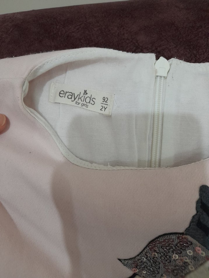 Kız Çocuk Unicorn Baskılı Fırfırlı Elbise - Görsel 5