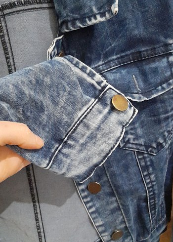 Kadın crop Kot Ceket - Görsel 5