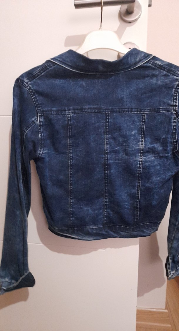 Kadın crop Kot Ceket - Görsel 2