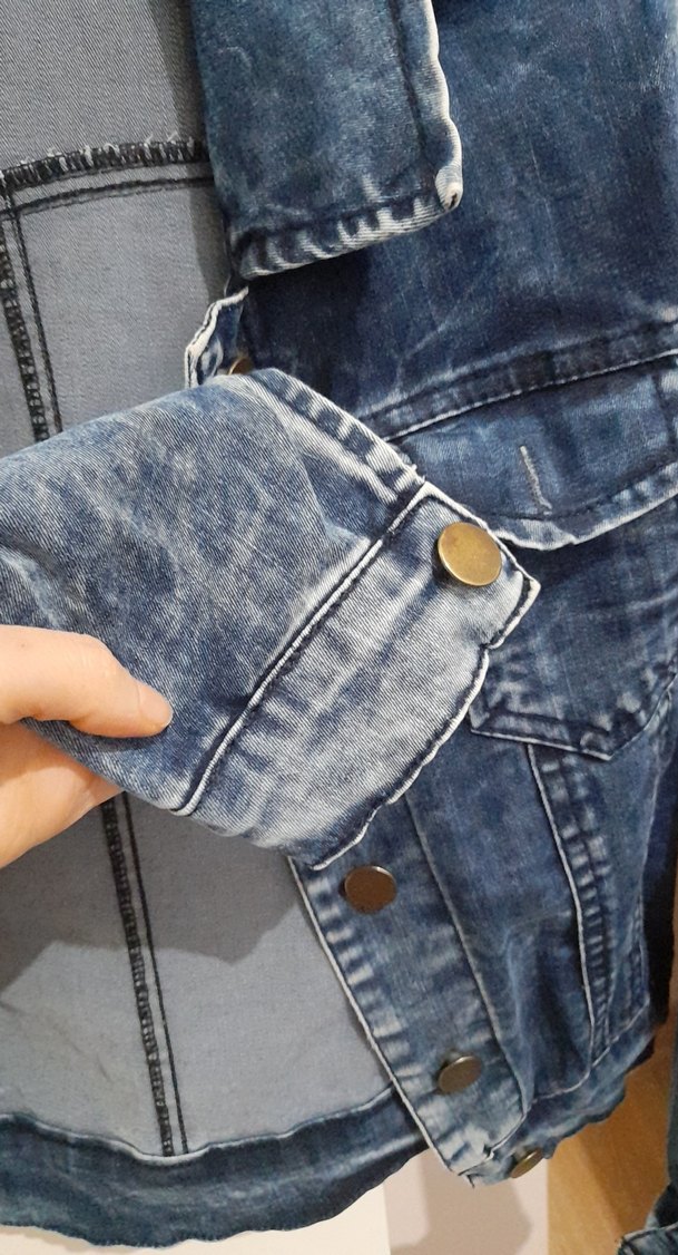 Kadın crop Kot Ceket - Görsel 5