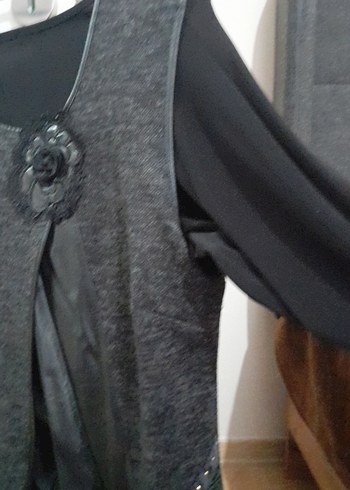 Siyah Drapeli Uzun Gotik Elbise - Görsel 3