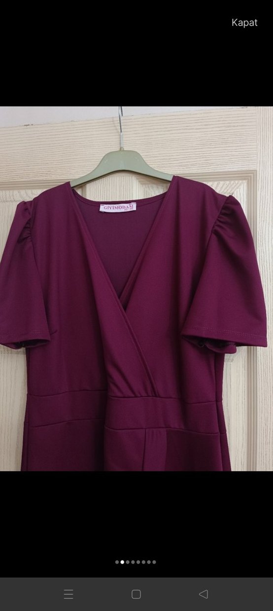 Bordo V Yakalı Düğmeli Hamile Bluzu - Görsel 2