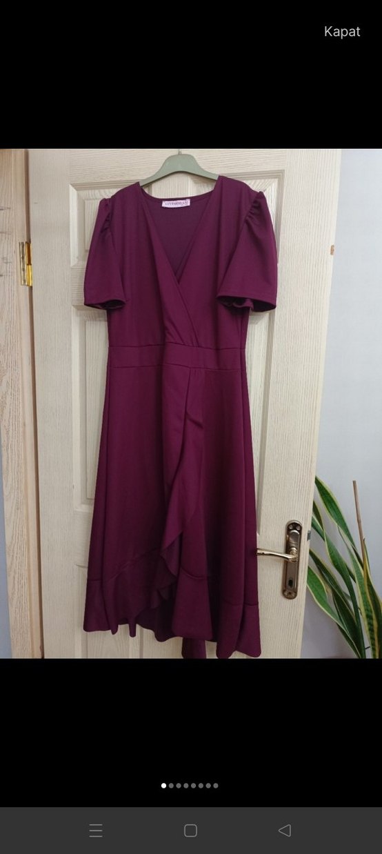 Bordo V Yakalı Düğmeli Hamile Bluzu - Görsel 3