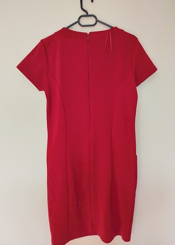 Kısa Kollu Kırmızı Midi Triko Elbise - Görsel 5