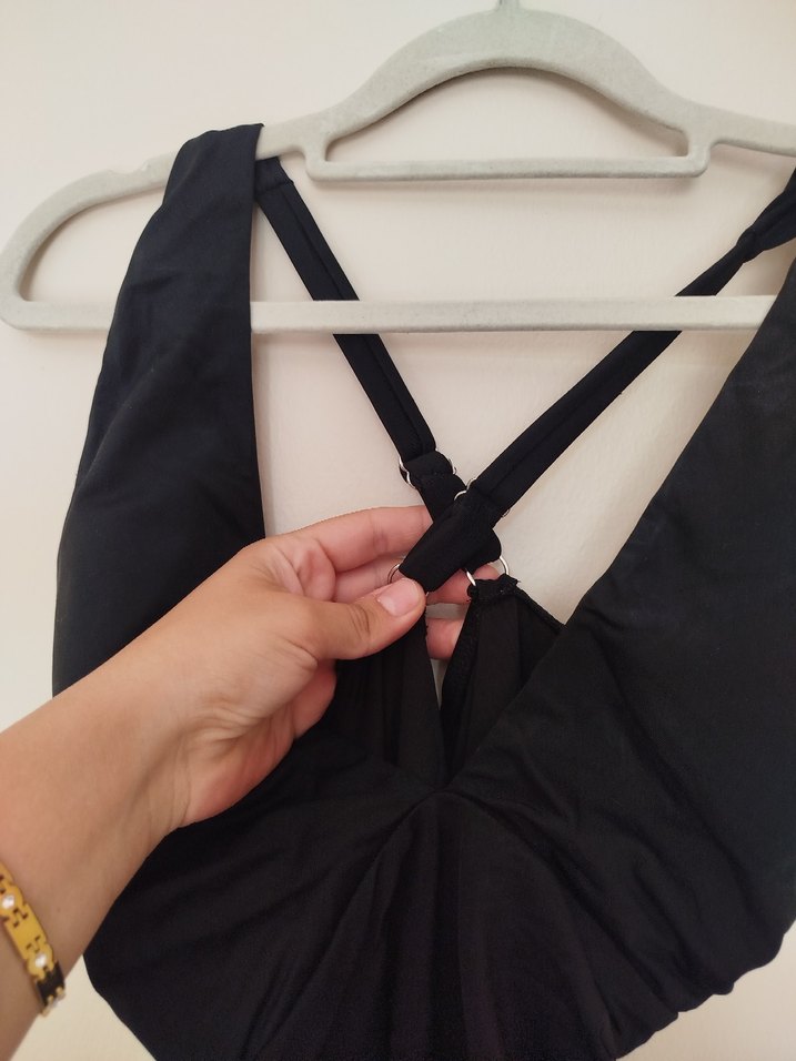 Drapeli Siyah Kadın Mayo - Görsel 3