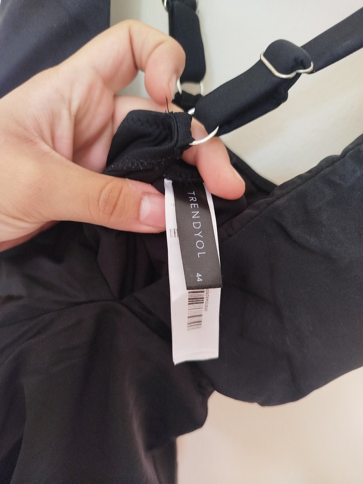 Drapeli Siyah Kadın Mayo - Görsel 2