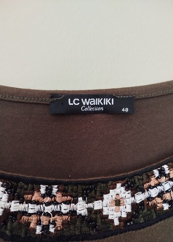 LC Waikiki İşlemeli Kahverengi Bohem Midi Elbise
