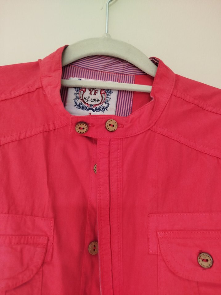 Kırmızı Düğmeli Uzun Kollu  Gömlek - Görsel 3