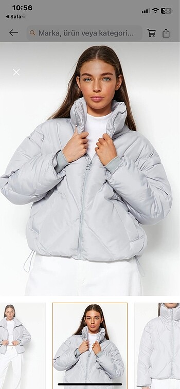 s Beden gri Renk Trendyolmilla gri oversize şişme mont