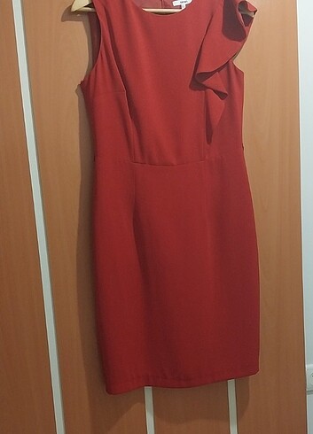 40 Beden kırmızı Renk Koton Kısa Elbise