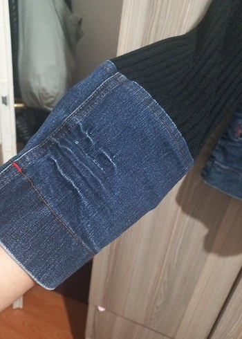 xxl Beden Düğmeli Koyu Mavi Kadın Denim Ceket