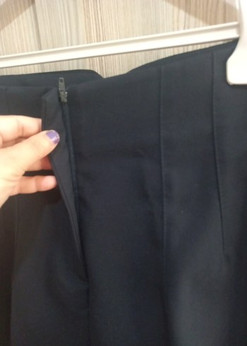 Kadın Lacivert Piliseli Kumaş Pantolon - Görsel 3