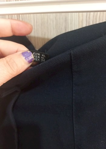 Kadın Lacivert Piliseli Kumaş Pantolon - Görsel 4