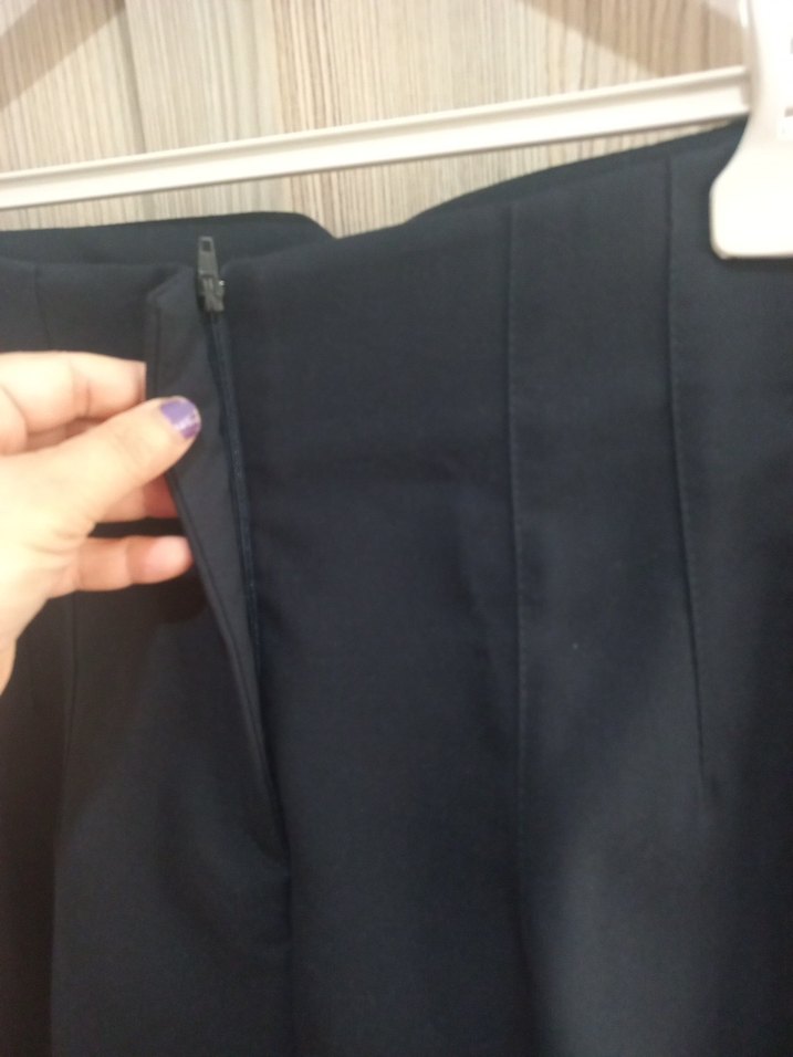 Kadın Lacivert Piliseli Kumaş Pantolon - Görsel 3