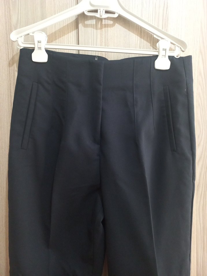 Kadın Lacivert Piliseli Kumaş Pantolon - Görsel 2