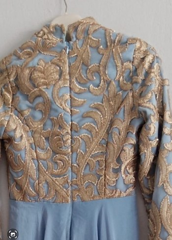 Mavi Nakışlı Uzun Bohem Kadın Elbise - Görsel 6