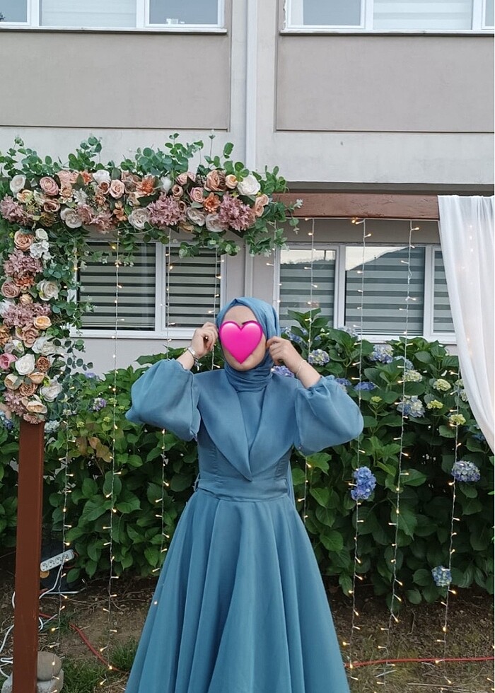 mavi tesettür abiye - Görsel 2