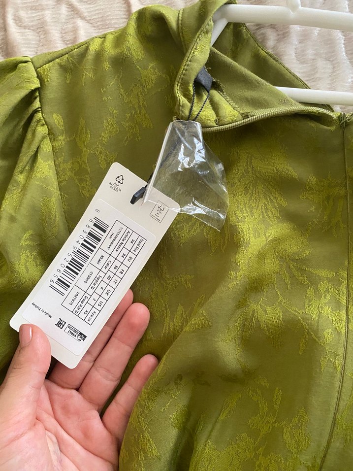 haki yeşil tesettür abiye elbise - Görsel 5