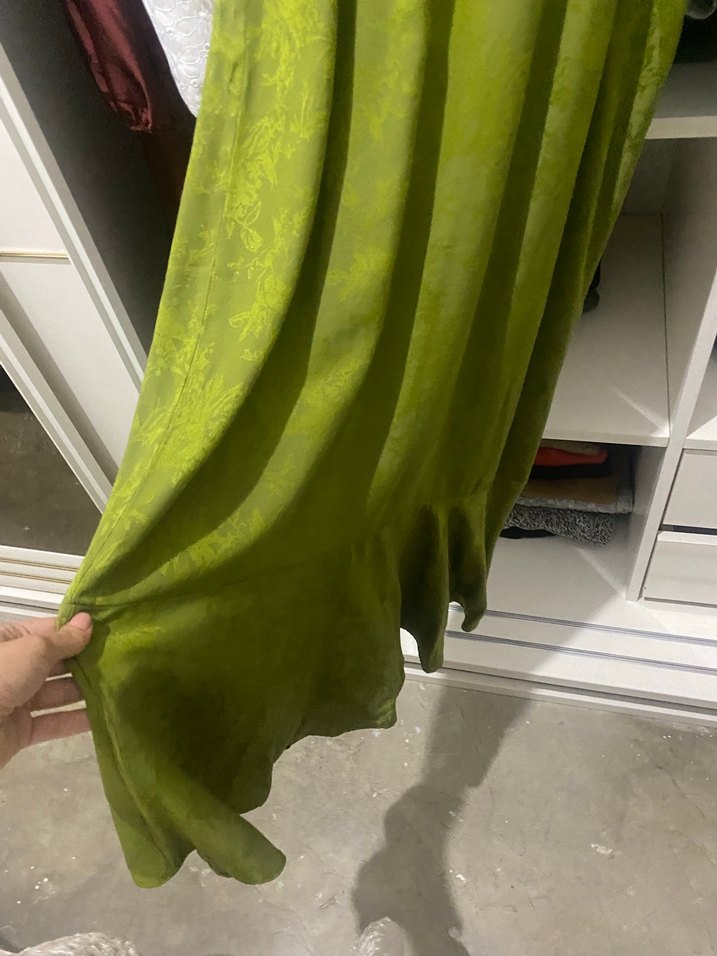 haki yeşil tesettür abiye elbise - Görsel 3