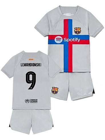 Çocuk Barcelona Lewandowski Futbol Forma ve Şort Takımı