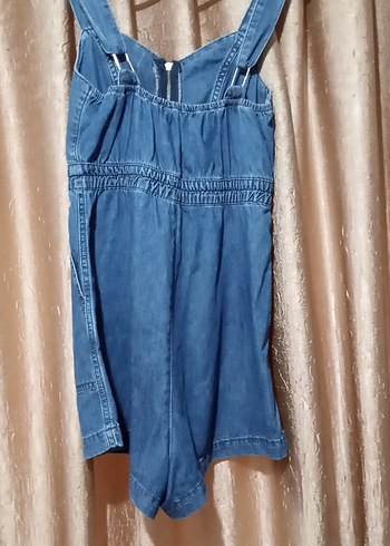 Kadın Mavi Denim Kısa Tulum - Görsel 5