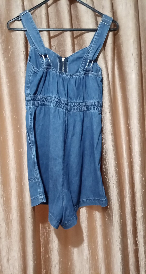 Kadın Mavi Denim Kısa Tulum - Görsel 5