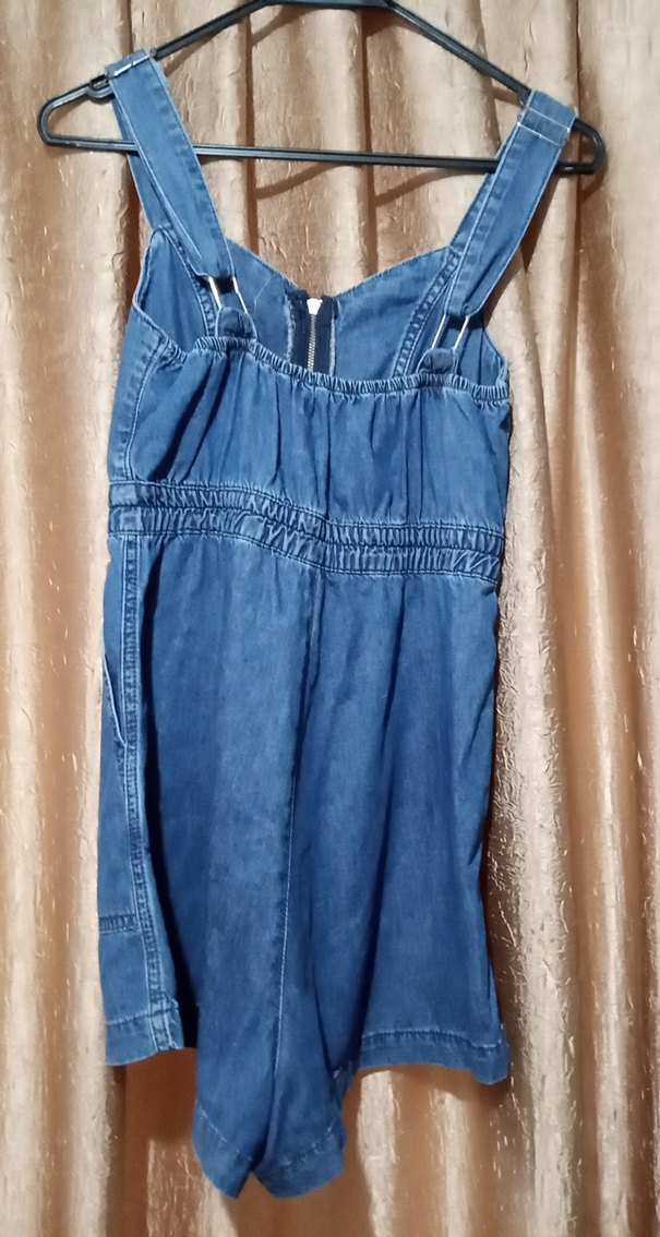 Kadın Mavi Denim Kısa Tulum - Görsel 4