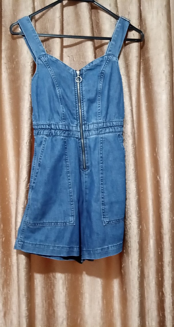 Kadın Mavi Denim Kısa Tulum - Görsel 3