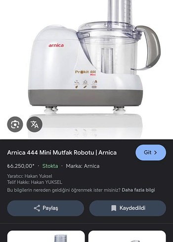 Arnica 444 Mini Mutfak Robotu Beyaz