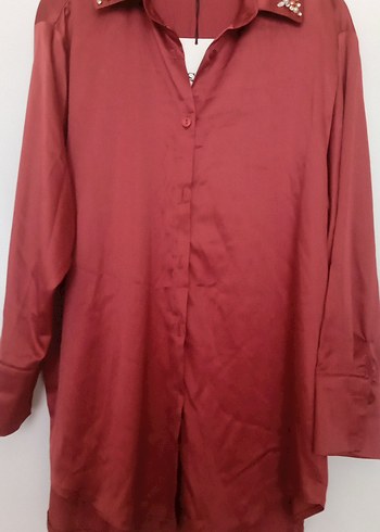 gül kurusu Uzun Kollu Düğmeli Kadın Gömlek - Görsel 4