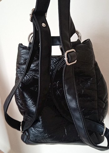 Parlak Siyah Deri Kadın Çantası - Görsel 2