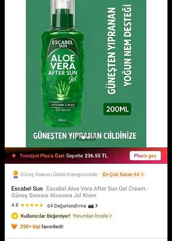 Aloe Vera After Sun Jel 200 ml - Görsel 2