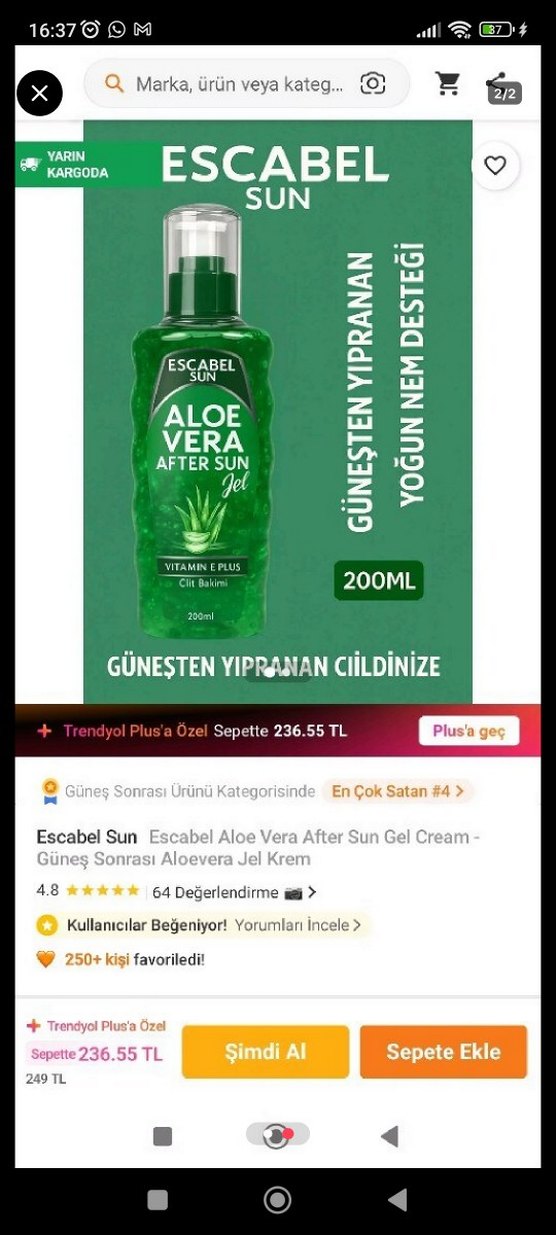 Aloe Vera After Sun Jel 200 ml - Görsel 2