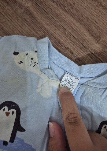 1,5 Yaş Beden Mavi Baskılı Bebek Kız/Erkek Tulum