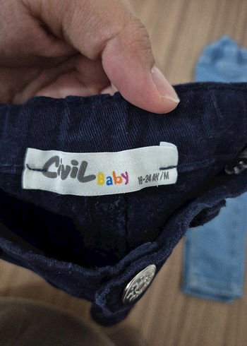 18-24 Ay Beden Kız/erkek Çocuk Düğmeli Mavi Denim Pantolon