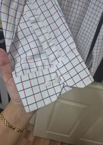 Erkek Beyaz Kareli Uzun Kollu Gömlek - Görsel 3