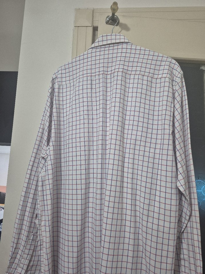 Erkek Beyaz Kareli Uzun Kollu Gömlek - Görsel 4