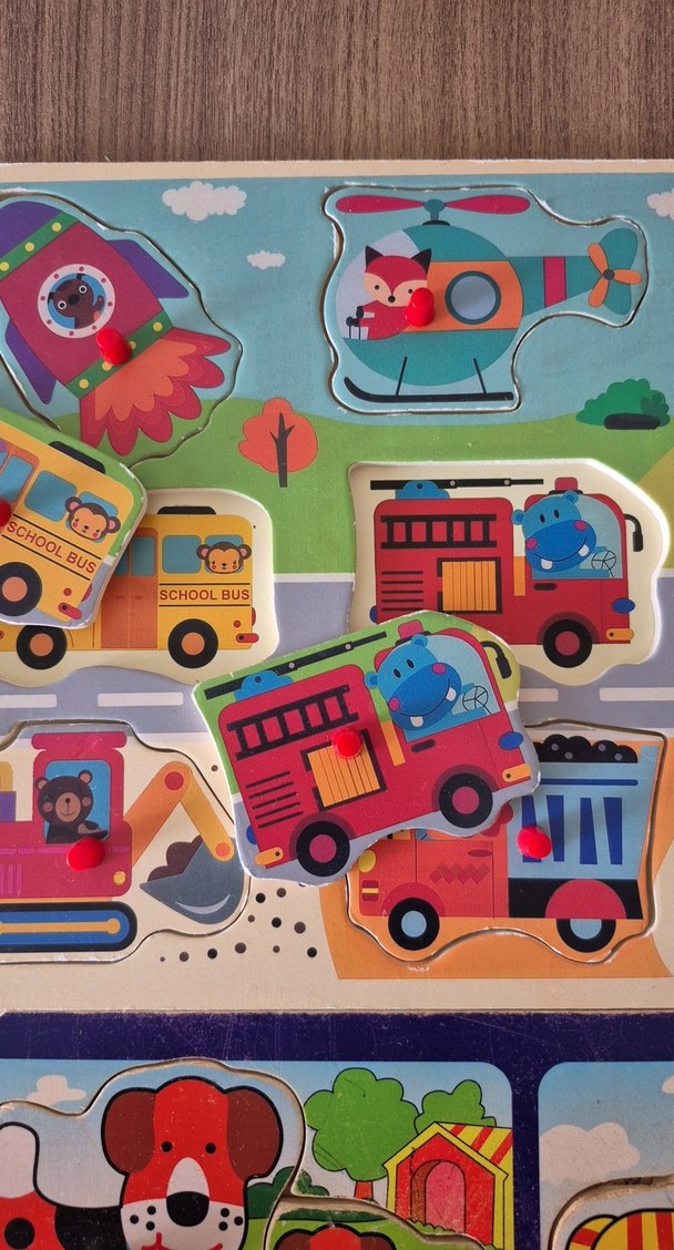 Çocuklar için Renkli Tahta Puzzle Seti - Görsel 2