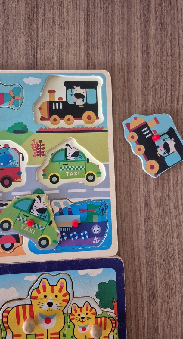 Çocuklar için Renkli Tahta Puzzle Seti - Görsel 3