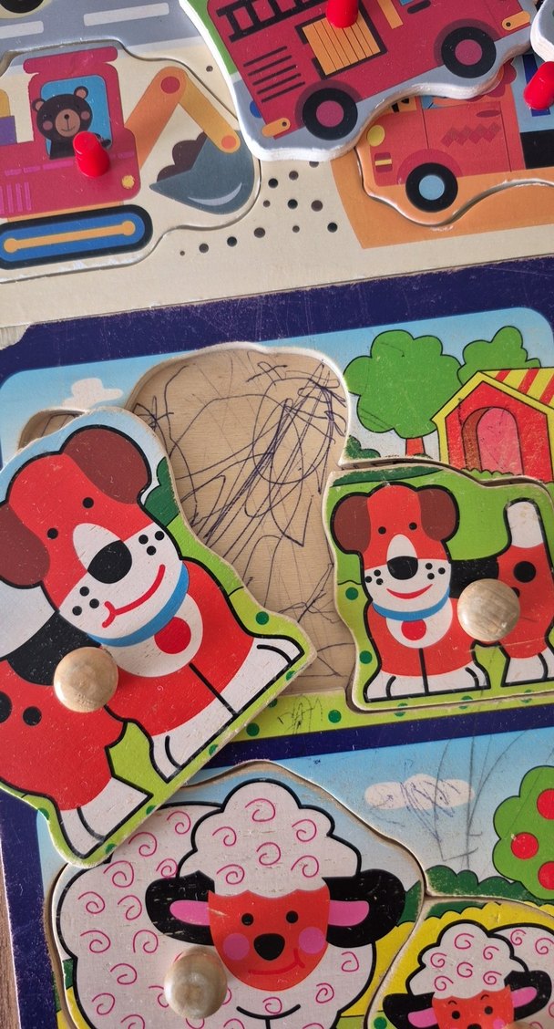 Çocuklar için Renkli Tahta Puzzle Seti - Görsel 4