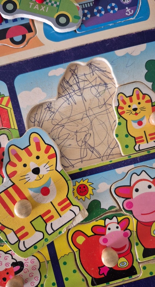 Çocuklar için Renkli Tahta Puzzle Seti - Görsel 5