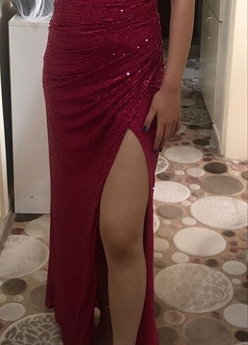Diğer Pul payet pembe abiye gece elbisesi