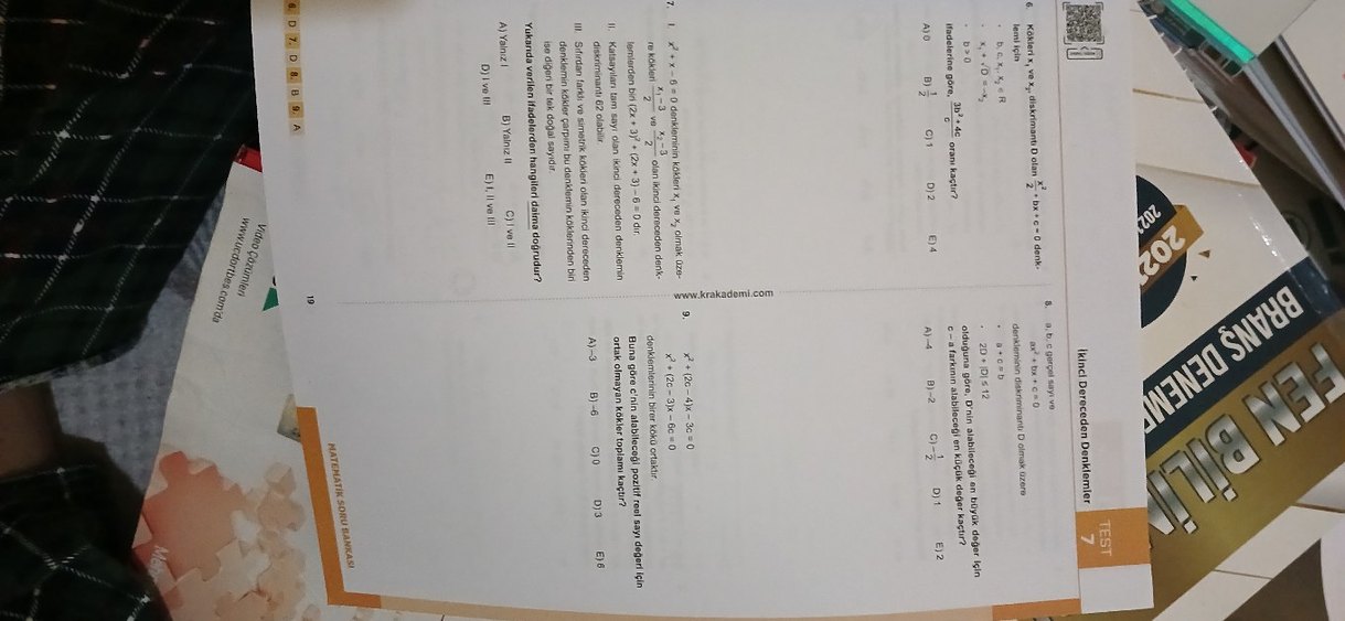 Sınav Hazırlık Matematik Testi Sayfası - Görsel 2