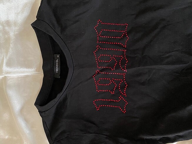 xs Beden siyah Renk 1990 yazılı crop tişört