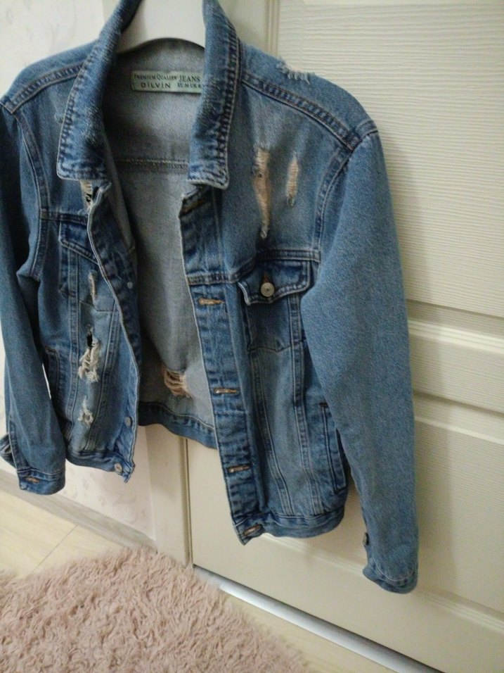 Kadın Mavi Düğmeli Denim Ceket - Görsel 3