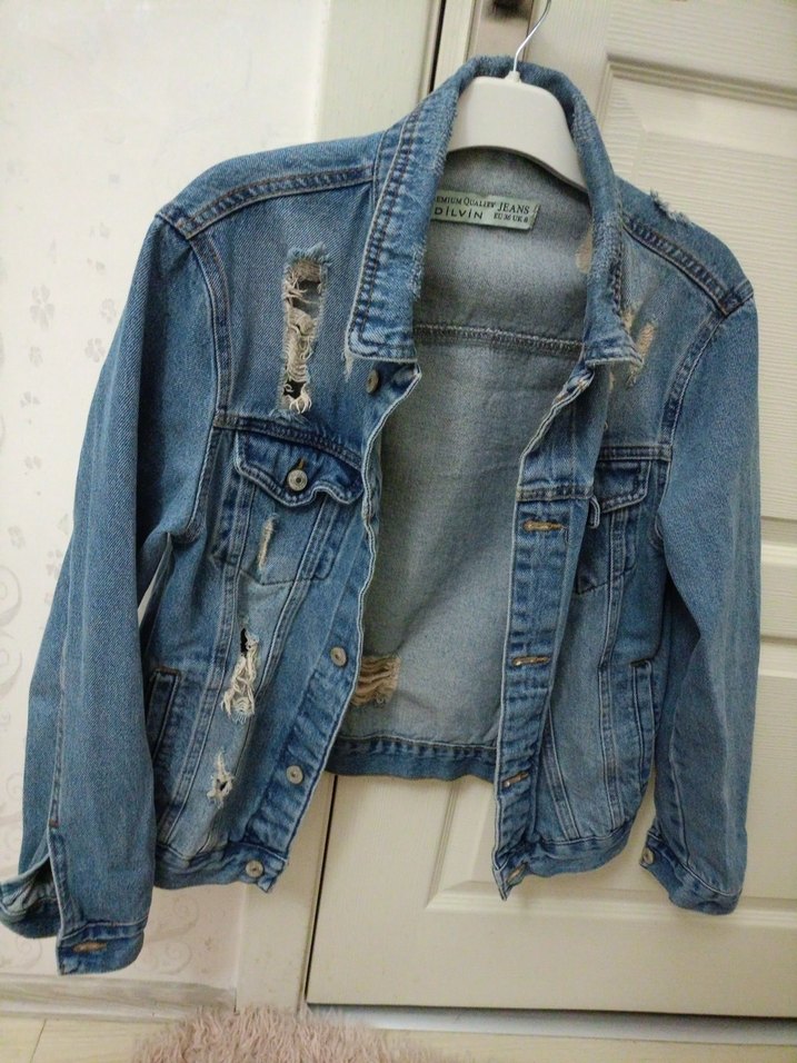 Kadın Mavi Düğmeli Denim Ceket - Görsel 2