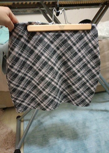 Gri Ekoseli Pileli Midi Kadın Etek - Görsel 5